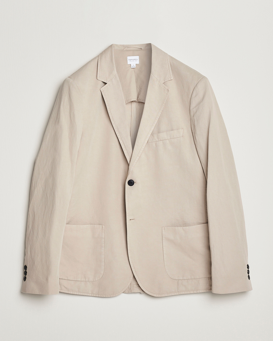 Herr | Kavajer | Sunspel | Unconstructed Cotton/Linen Blazer Light Sand