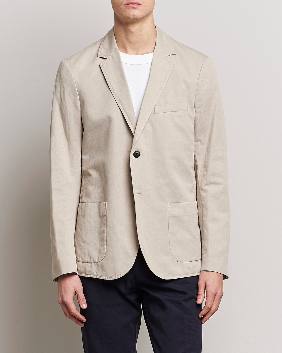 Herr | Kavajer | Sunspel | Unconstructed Cotton/Linen Blazer Light Sand