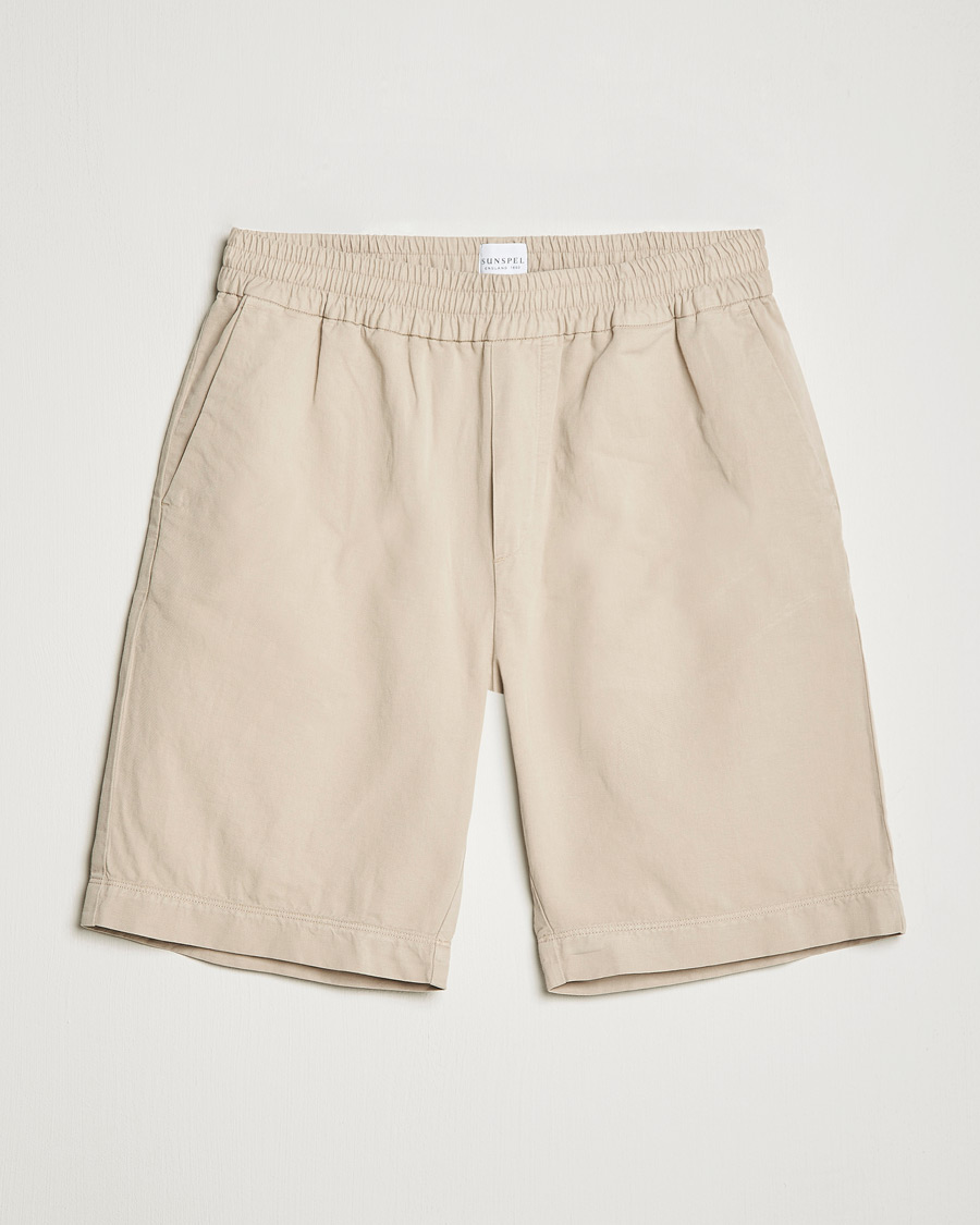 Herr | Shorts | Sunspel | Cotton/Linen Drawstring Shorts Light Sand
