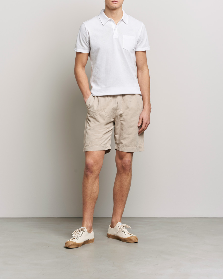 Herr | Shorts | Sunspel | Cotton/Linen Drawstring Shorts Light Sand