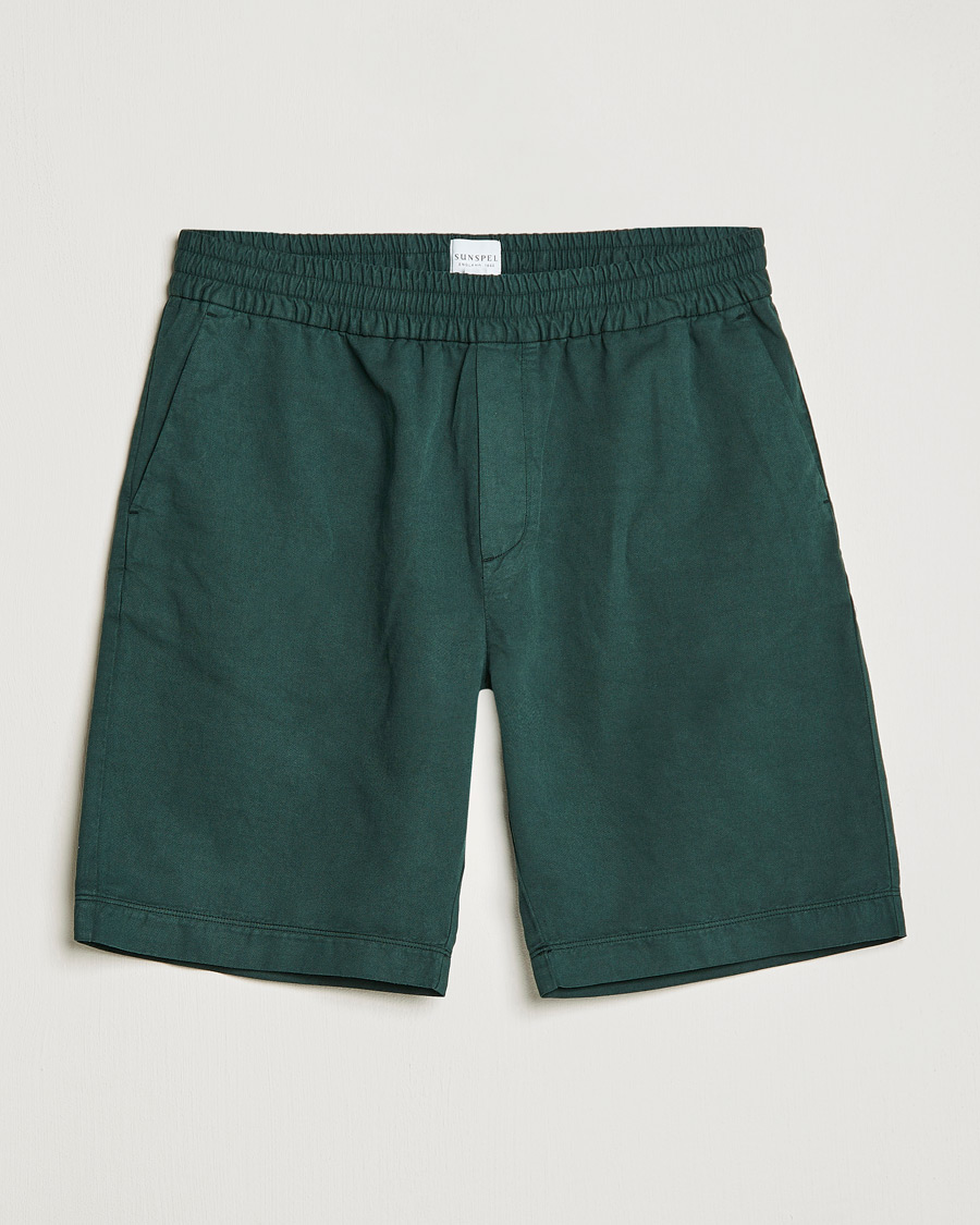 Herr | Shorts | Sunspel | Cotton/Linen Drawstring Shorts Seaweed