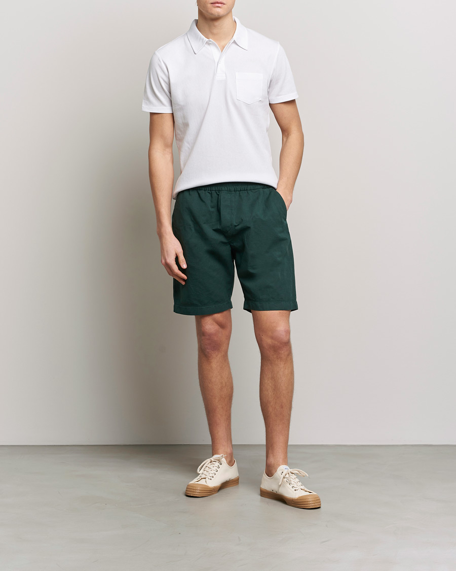 Herr | Shorts | Sunspel | Cotton/Linen Drawstring Shorts Seaweed