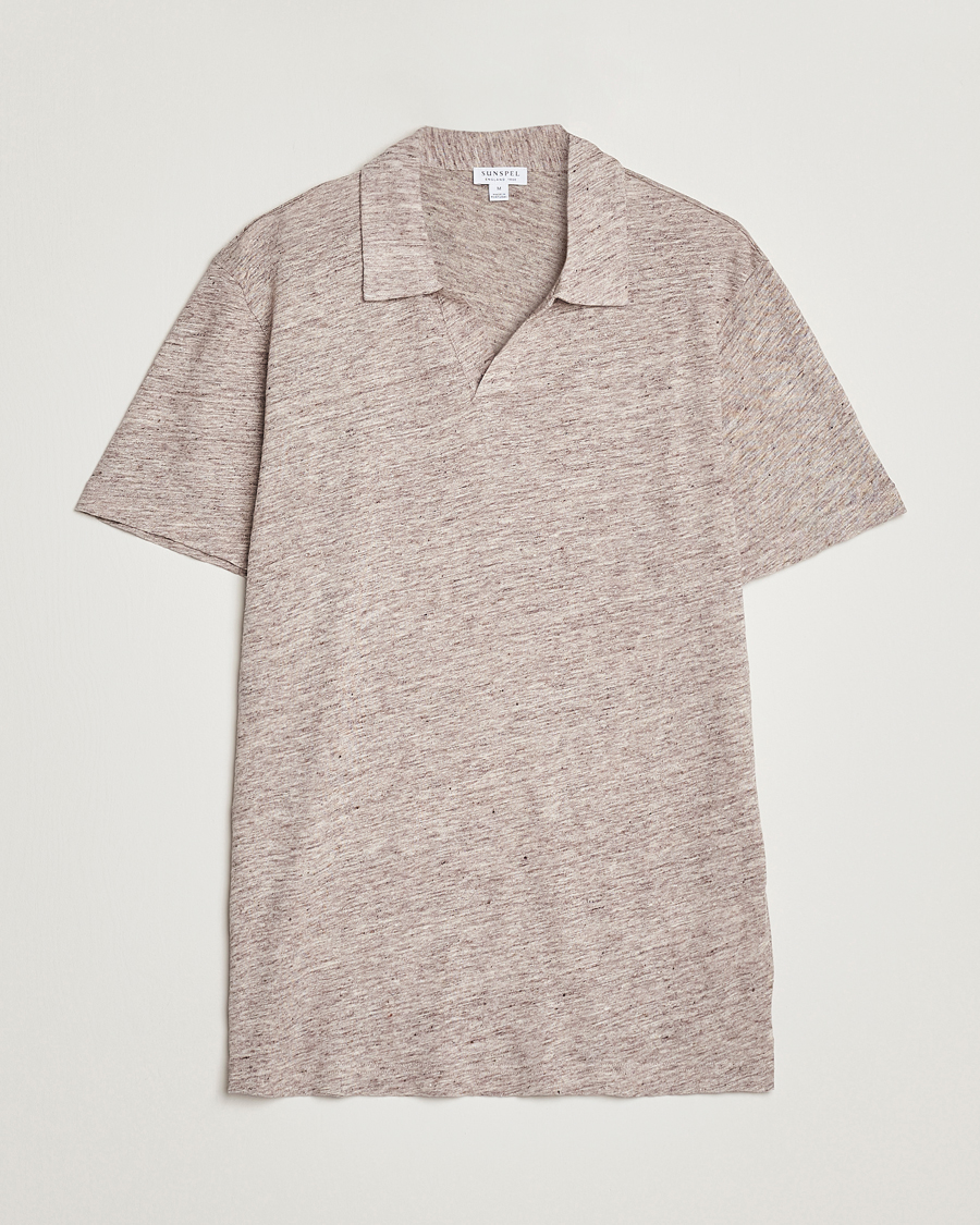 Herr | Pikéer | Sunspel | Linen Polo Shirt Oatmeal Melange