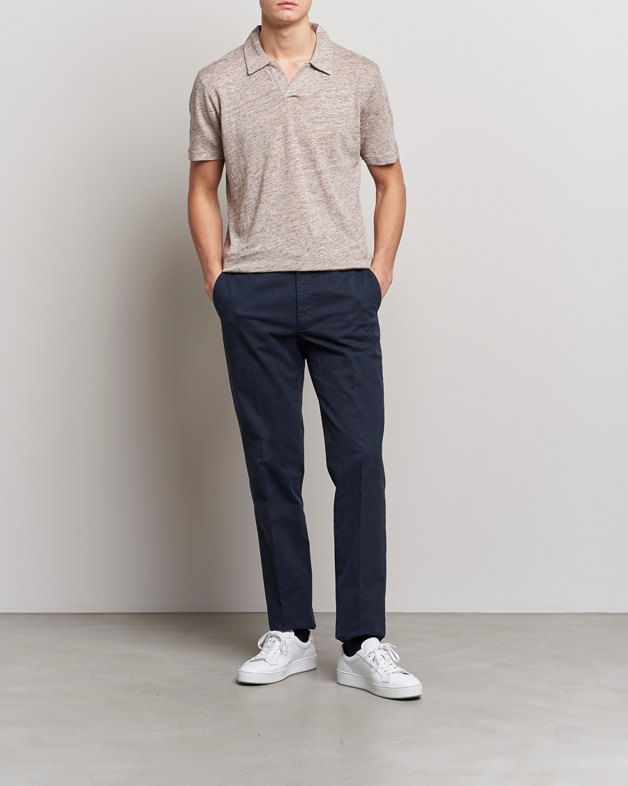Herr | Pikéer | Sunspel | Linen Polo Shirt Oatmeal Melange