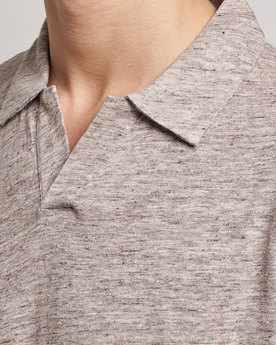 Herr | Pikéer | Sunspel | Linen Polo Shirt Oatmeal Melange