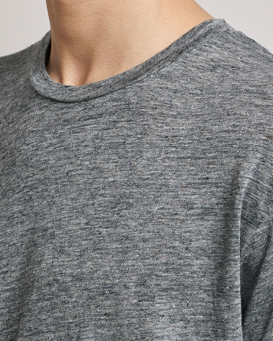 Herr | T-Shirts | Sunspel | Linen T-Shirt Mid Grey Melange