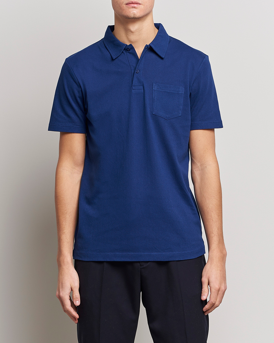 Herr | Kortärmade pikéer | Sunspel | Riviera Polo Shirt Space Blue