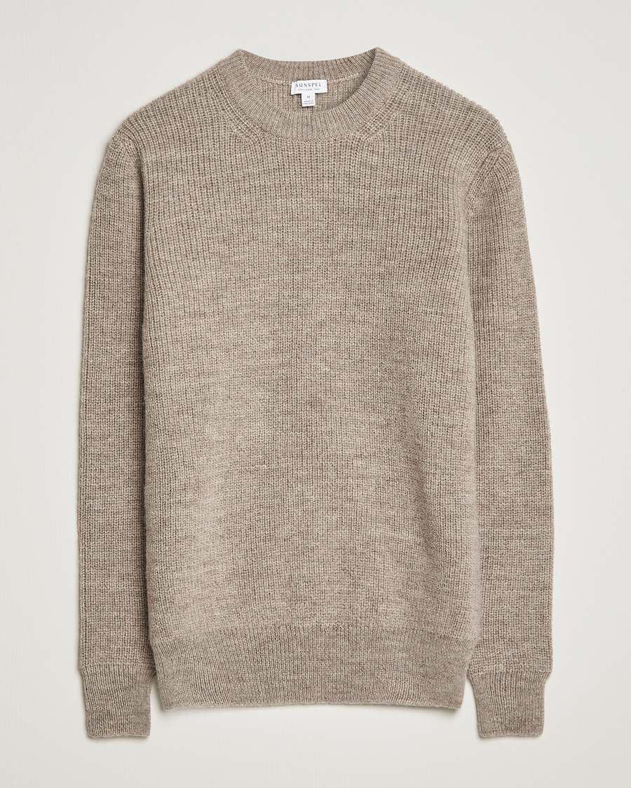 Herr | Tröjor | Sunspel | Luxury British Wool Jumper Natural Oatmeal