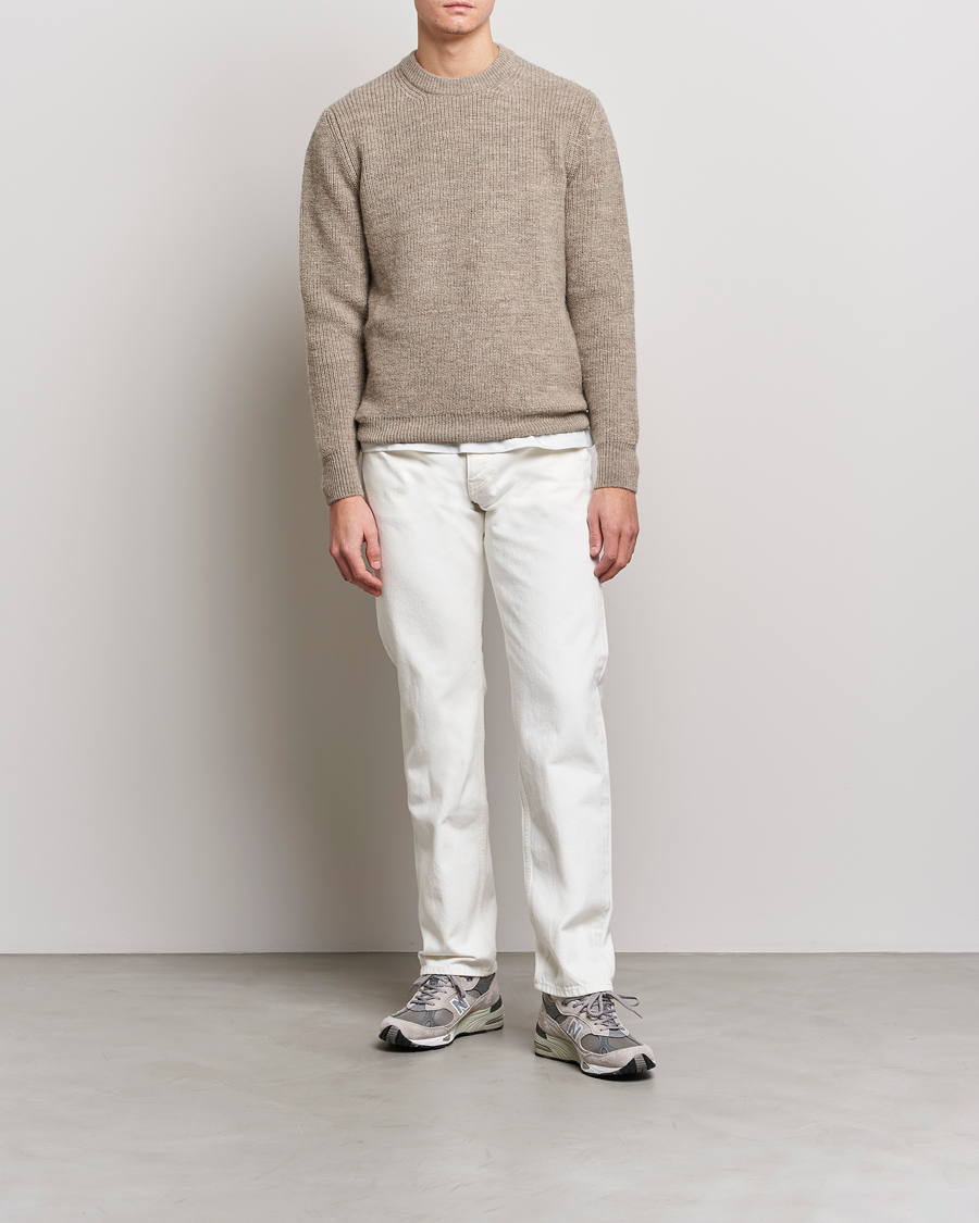 Herr | Tröjor | Sunspel | Luxury British Wool Jumper Natural Oatmeal