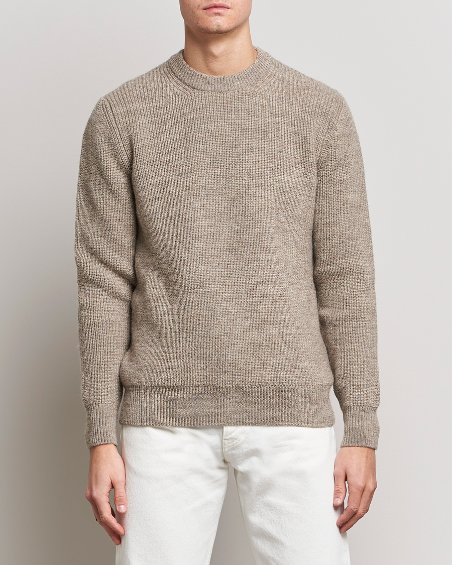 Herr | Tröjor | Sunspel | Luxury British Wool Jumper Natural Oatmeal