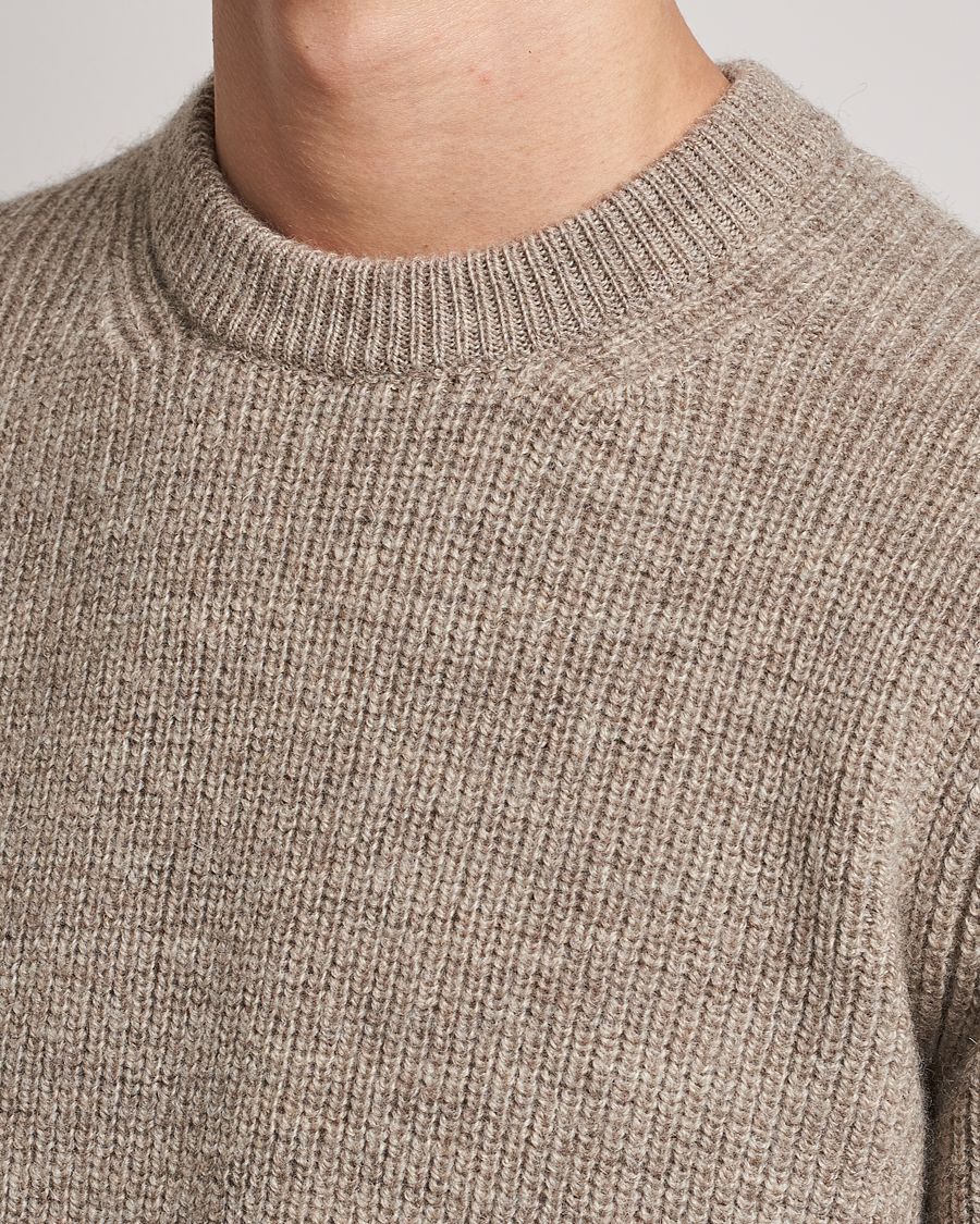 Herr | Tröjor | Sunspel | Luxury British Wool Jumper Natural Oatmeal