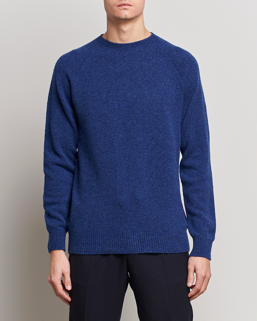 Herr | Tröjor | Sunspel | Lambswool Crewneck Space Blue