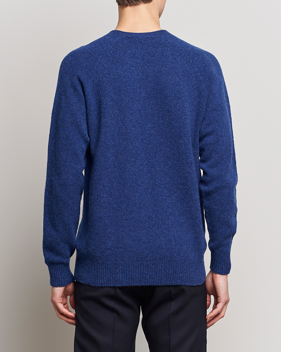 Herr | Tröjor | Sunspel | Lambswool Crewneck Space Blue