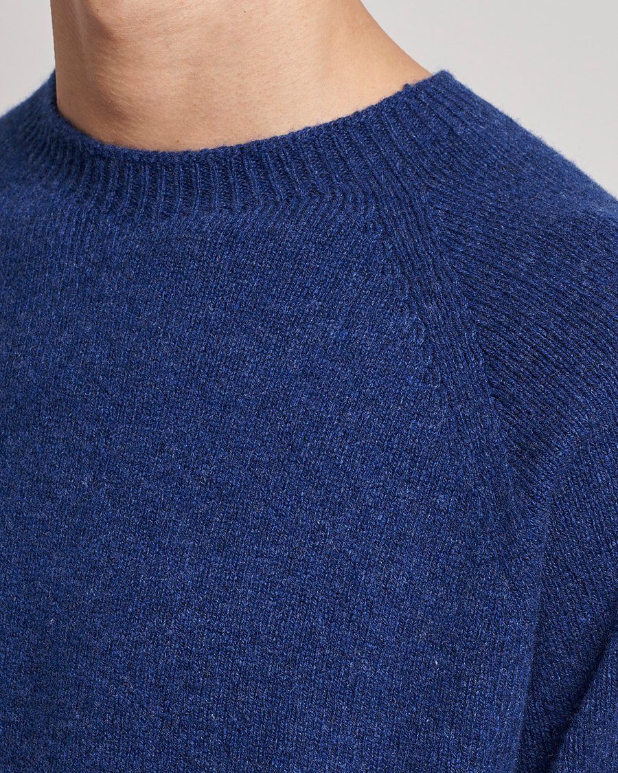 Herr | Tröjor | Sunspel | Lambswool Crewneck Space Blue