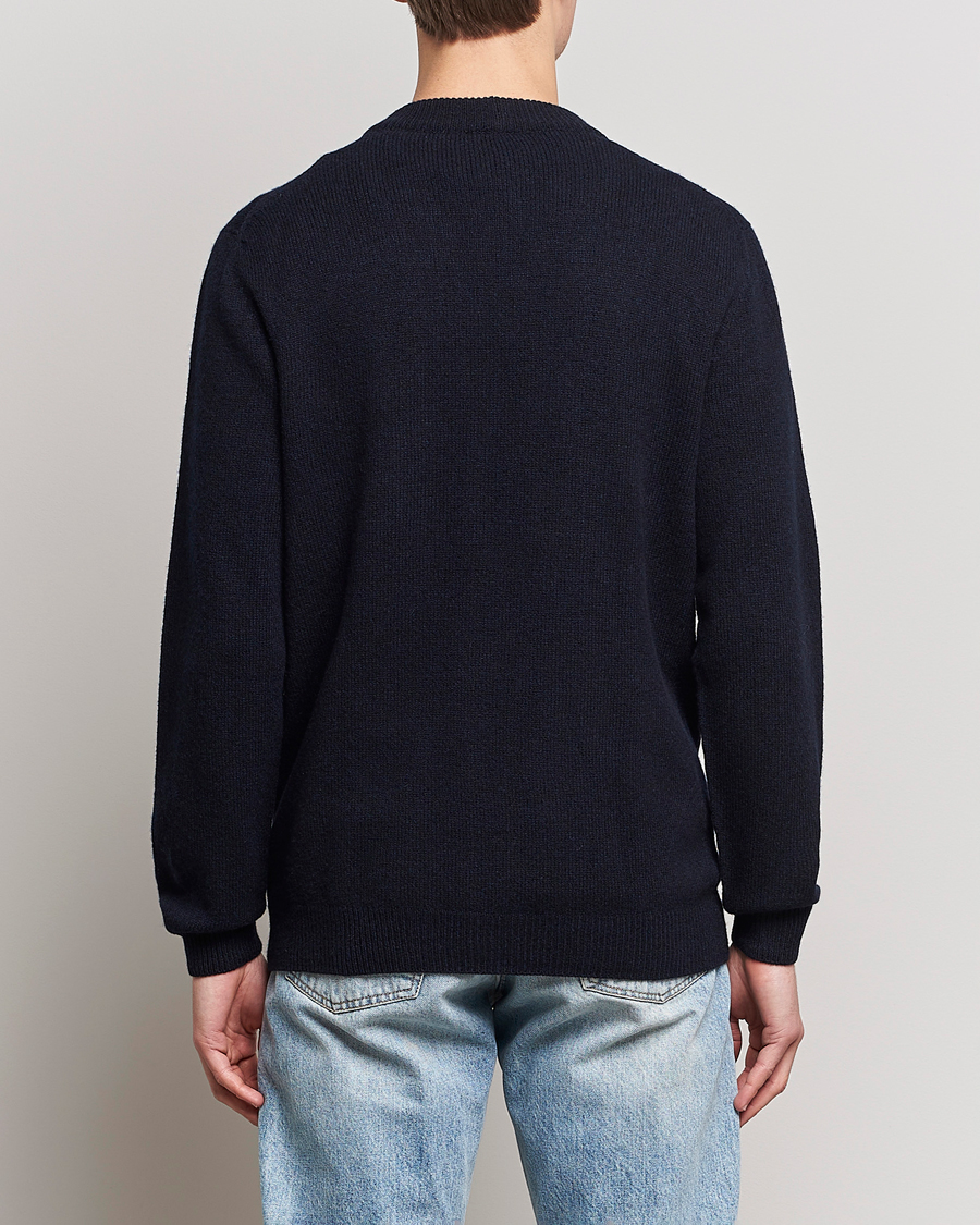 Herr | Tröjor | Sunspel | Lambswool Cardigan Dark Navy Mouline
