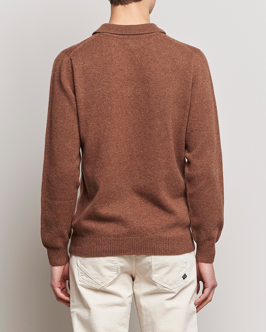 Herr | Tröjor | Sunspel | Lambswool Poloshirt Pecan
