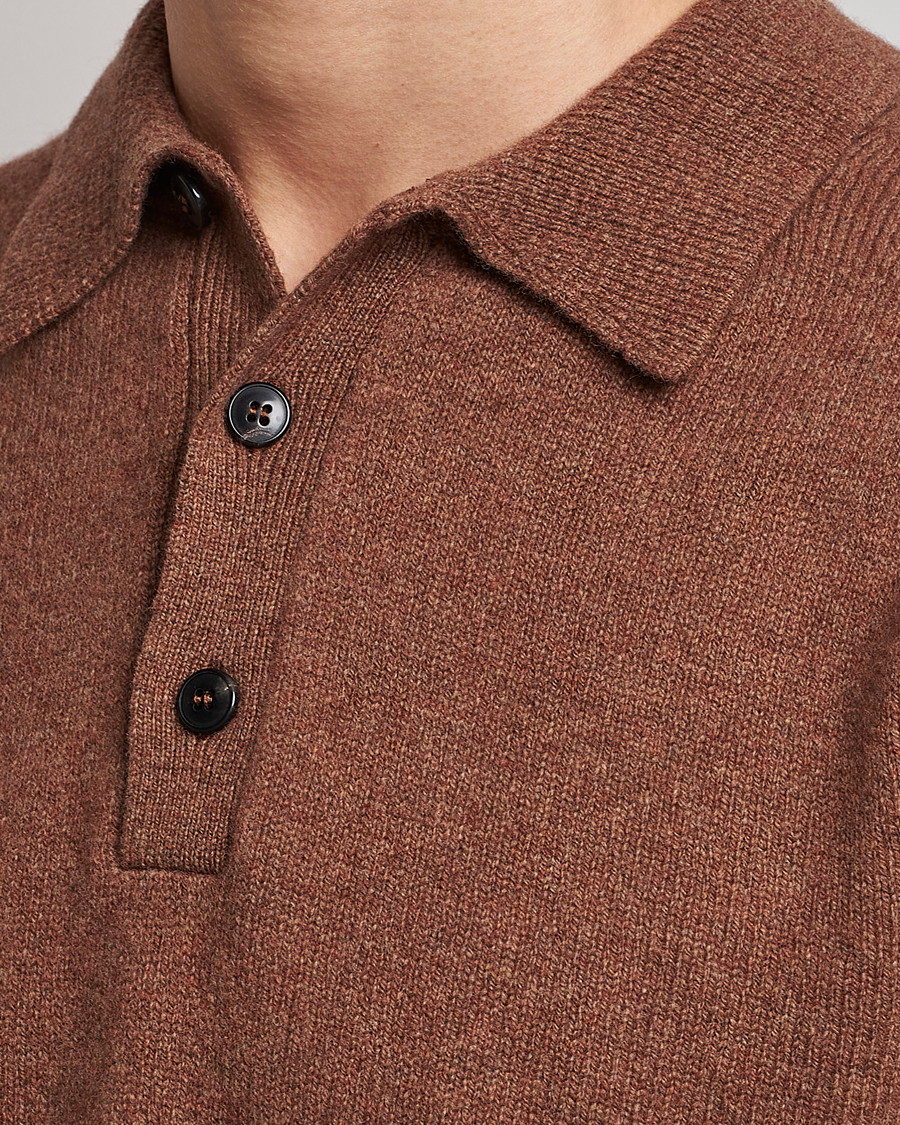 Herr | Tröjor | Sunspel | Lambswool Poloshirt Pecan