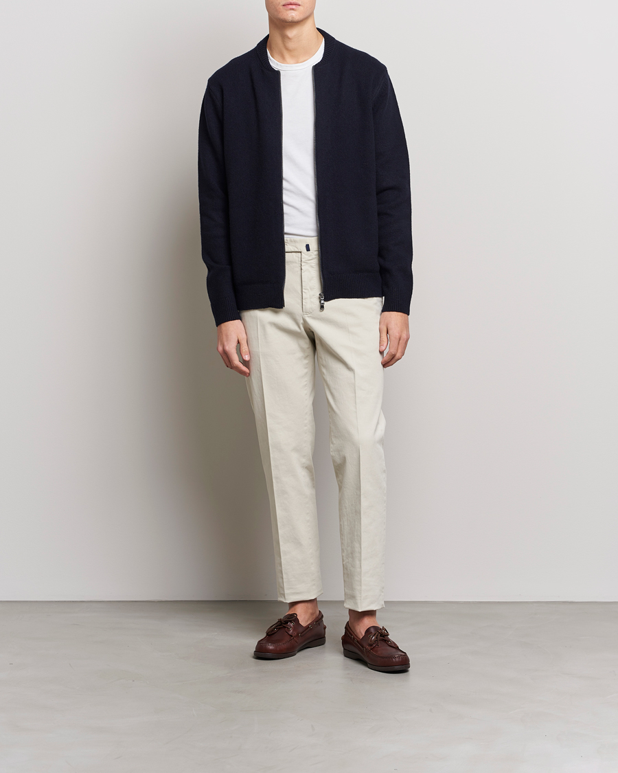 Herr | Jackor | Sunspel | Knitted Lambswool/Cashmere Bomber Jacket Navy