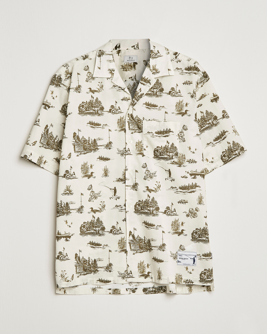 Herr | Skjortor | Woolrich | Zavikon Printed Short Sleeve Resort Shirt Milky Cream