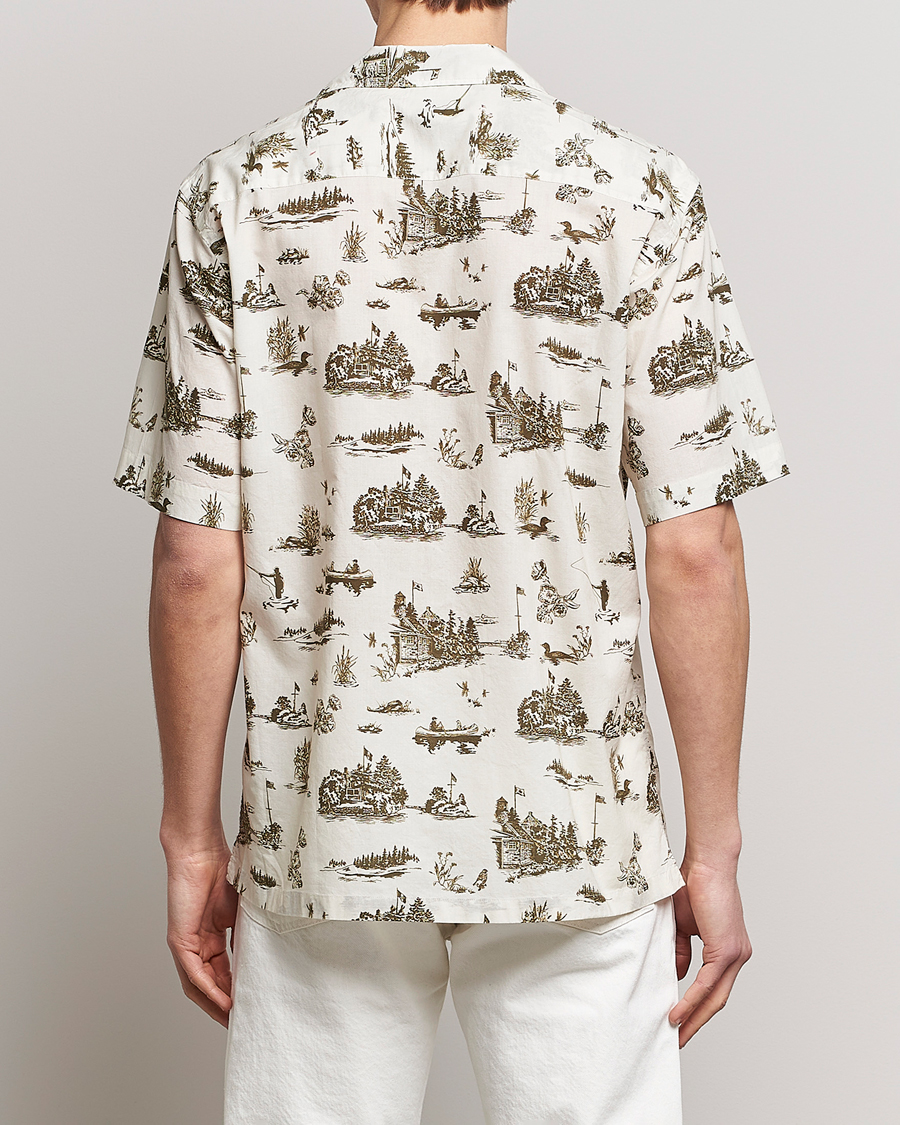 Herr | Skjortor | Woolrich | Zavikon Printed Short Sleeve Resort Shirt Milky Cream