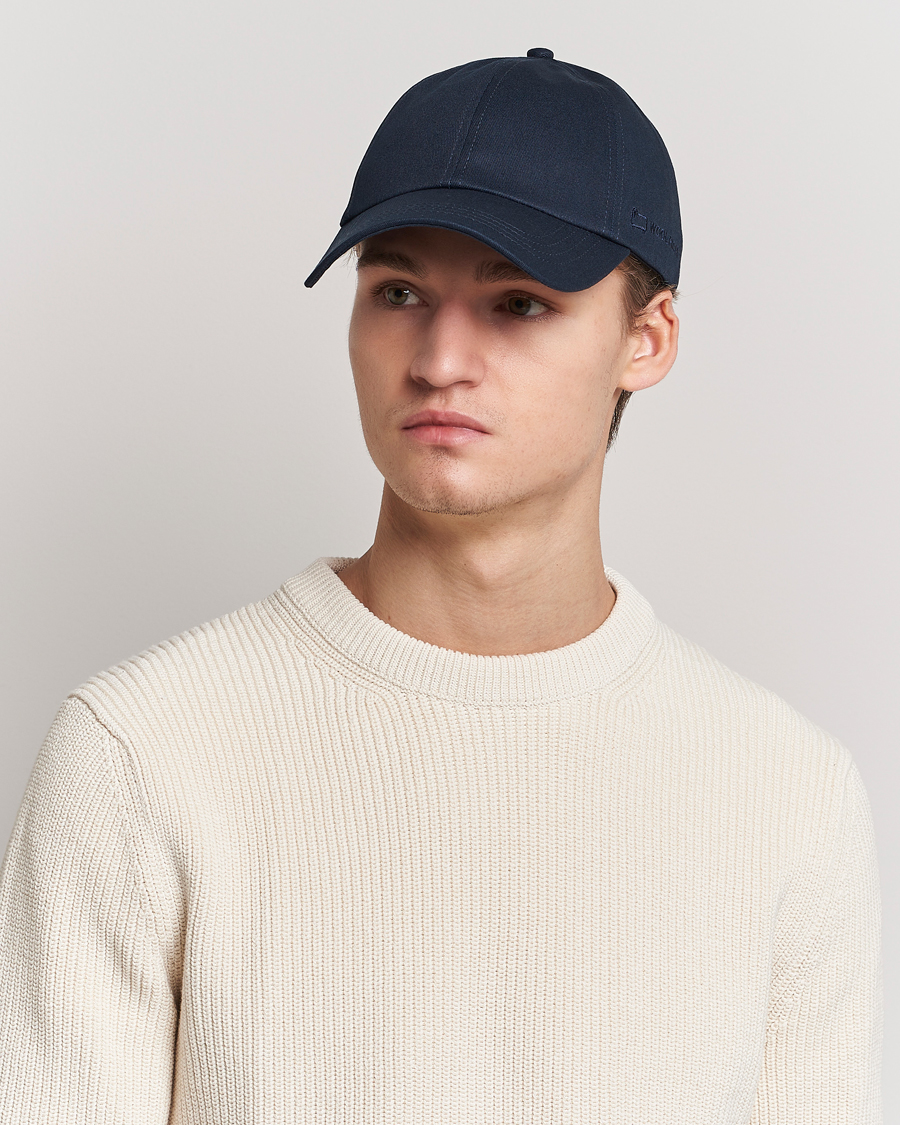 Herr | Woolrich Logo Baseball Cap Melton Blue | Woolrich | Logo Baseball Cap Melton Blue