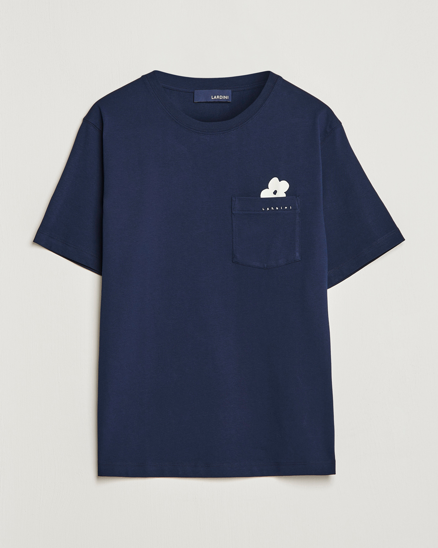 Herr | T-Shirts | Lardini | Fiore Tasca Printet Logo T-Shirt Navy