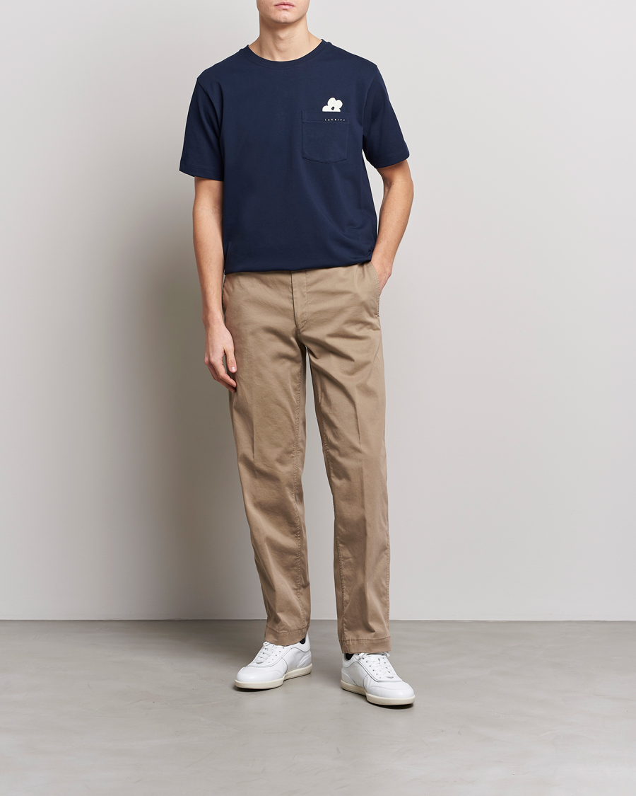 Herr | T-Shirts | Lardini | Fiore Tasca Printet Logo T-Shirt Navy