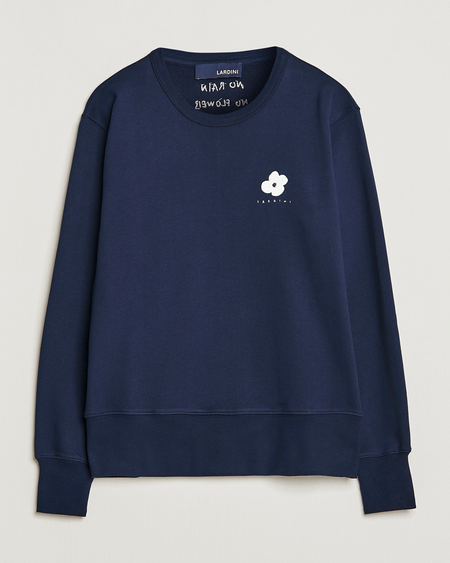 Herr | Tröjor | Lardini | Cotton Embroidery Logo Sweatshirt Navy