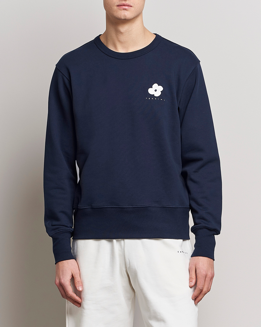 Herr | Tröjor | Lardini | Cotton Embroidery Logo Sweatshirt Navy