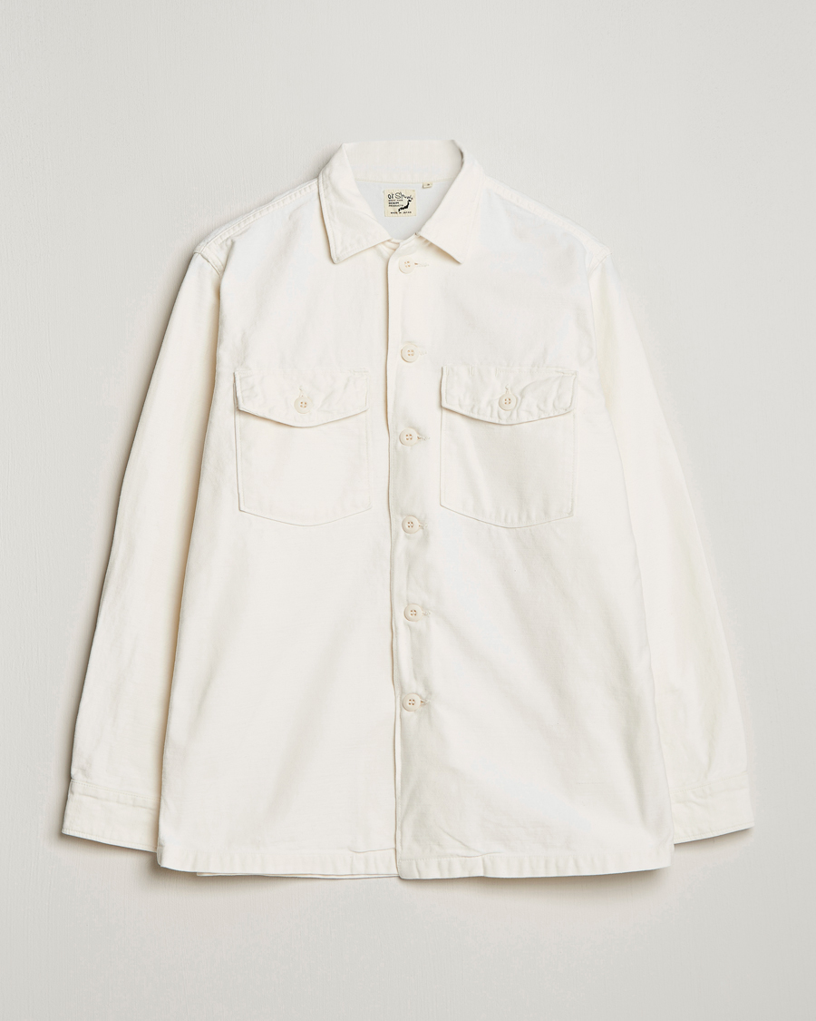 Herr | Skjortor | orSlow | Cotton Sateen US Army Overshirt Ecru