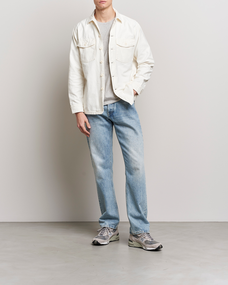 Herr | Skjortor | orSlow | Cotton Sateen US Army Overshirt Ecru