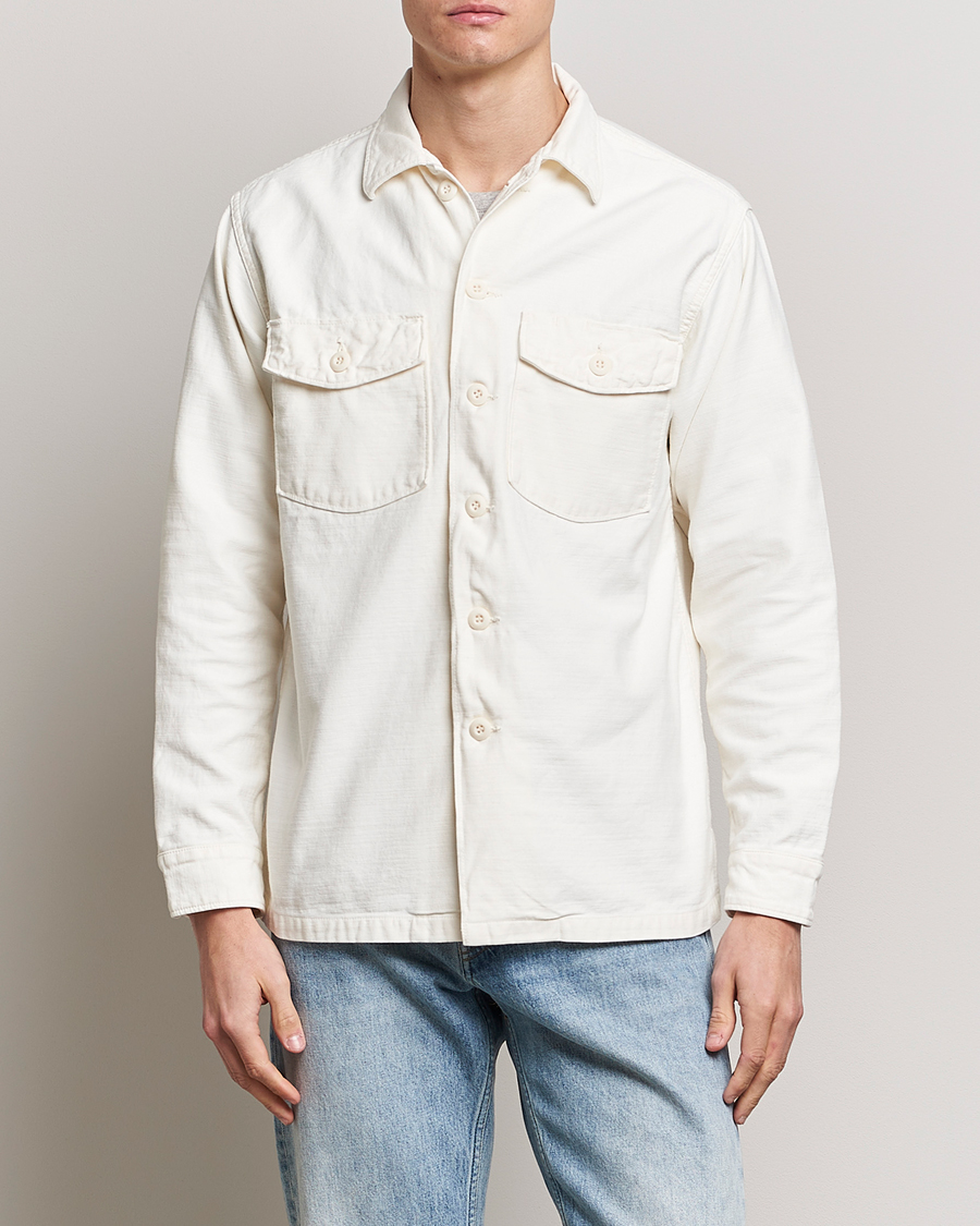 Herr | Skjortor | orSlow | Cotton Sateen US Army Overshirt Ecru