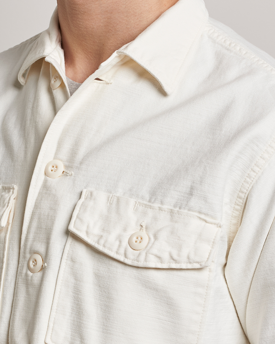 Herr | Skjortor | orSlow | Cotton Sateen US Army Overshirt Ecru