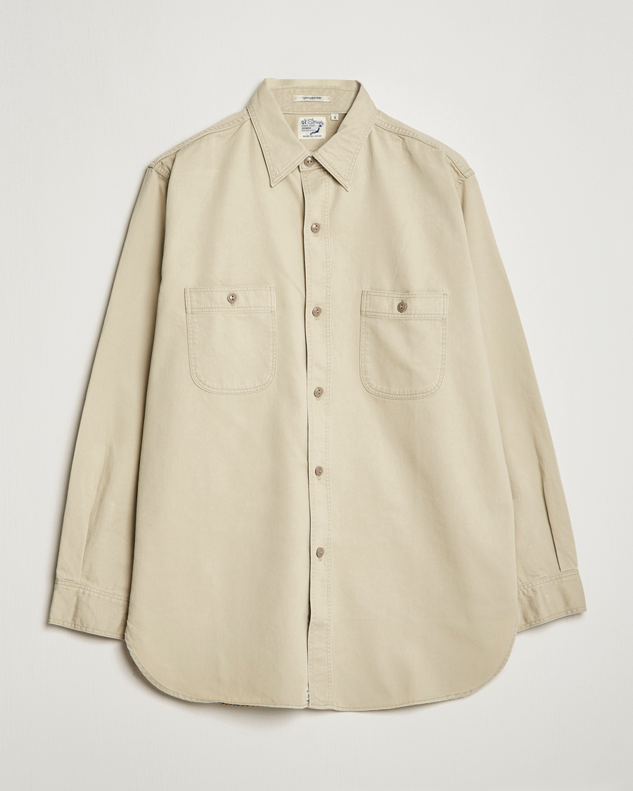 Herr | Skjortor | orSlow | Double Pocket Utility Shirt Beige