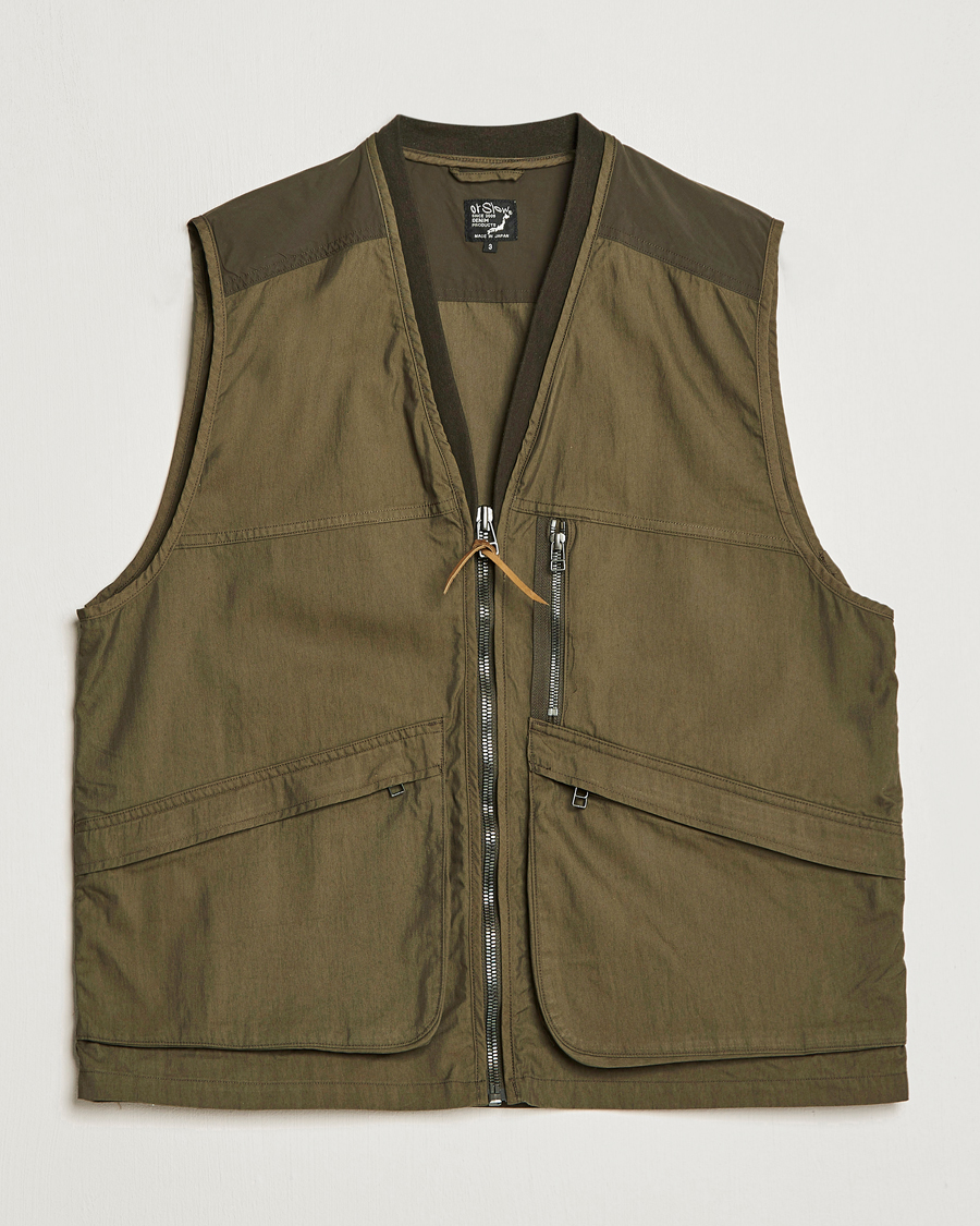 Herr | Västar | orSlow | Cotton Nylon Utility Vest Army Green