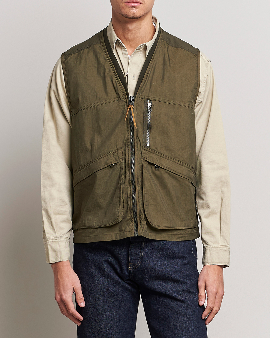 Herr | Västar | orSlow | Cotton Nylon Utility Vest Army Green