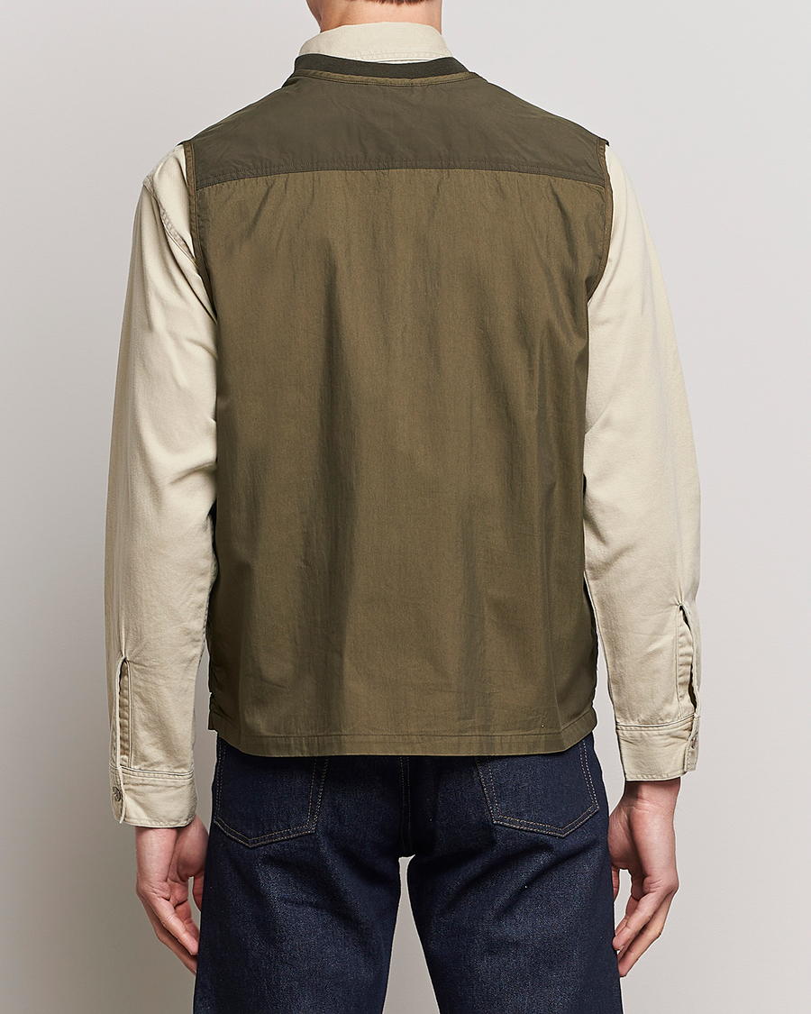 Herr | Västar | orSlow | Cotton Nylon Utility Vest Army Green