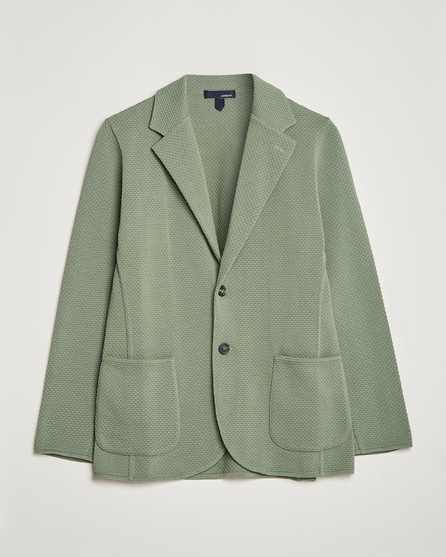Herr | Kavajer | Lardini | Knitted Structure Cotton Blazer Soft Green