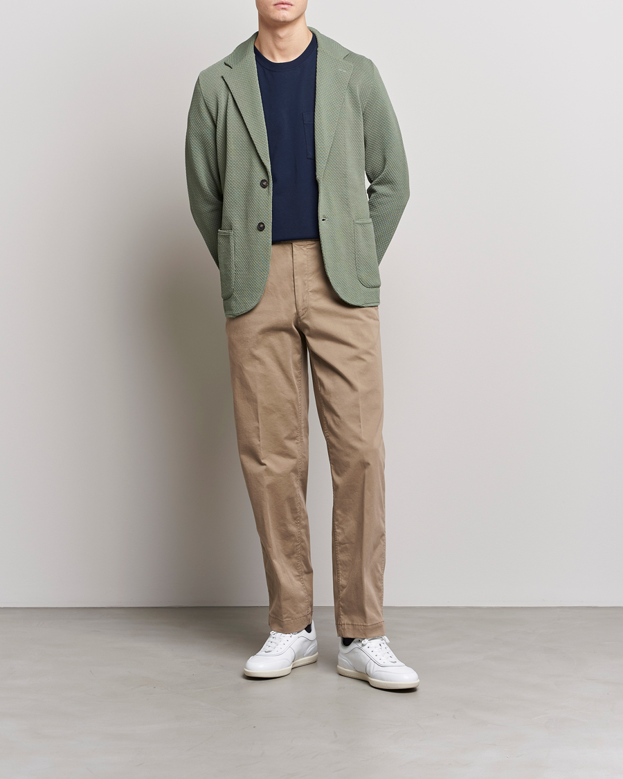 Herr | Kavajer | Lardini | Knitted Structure Cotton Blazer Soft Green