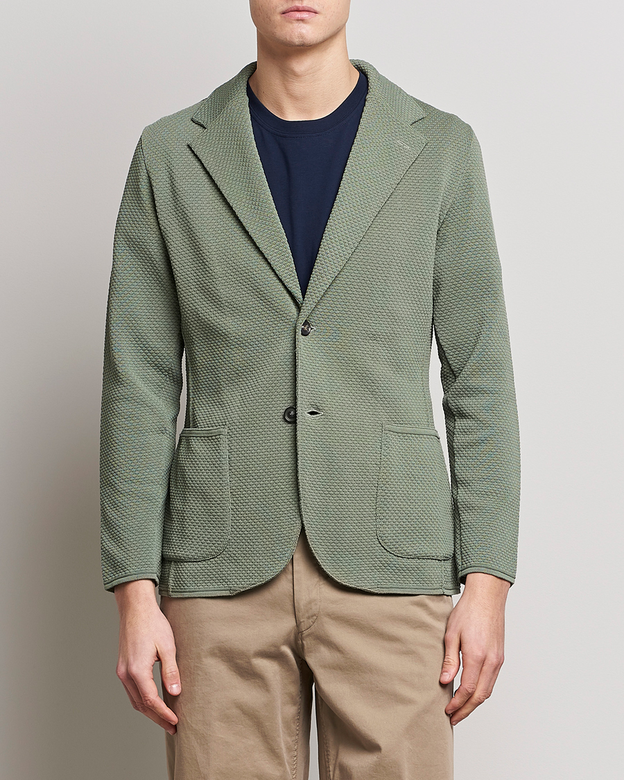 Herr | Kavajer | Lardini | Knitted Structure Cotton Blazer Soft Green