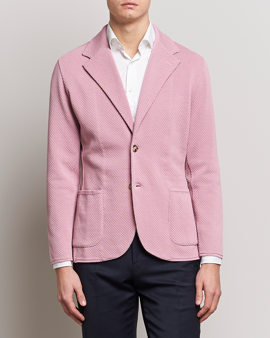 Herr | Stickade kavajer | Lardini | Knitted Structure Cotton Blazer Soft Pink