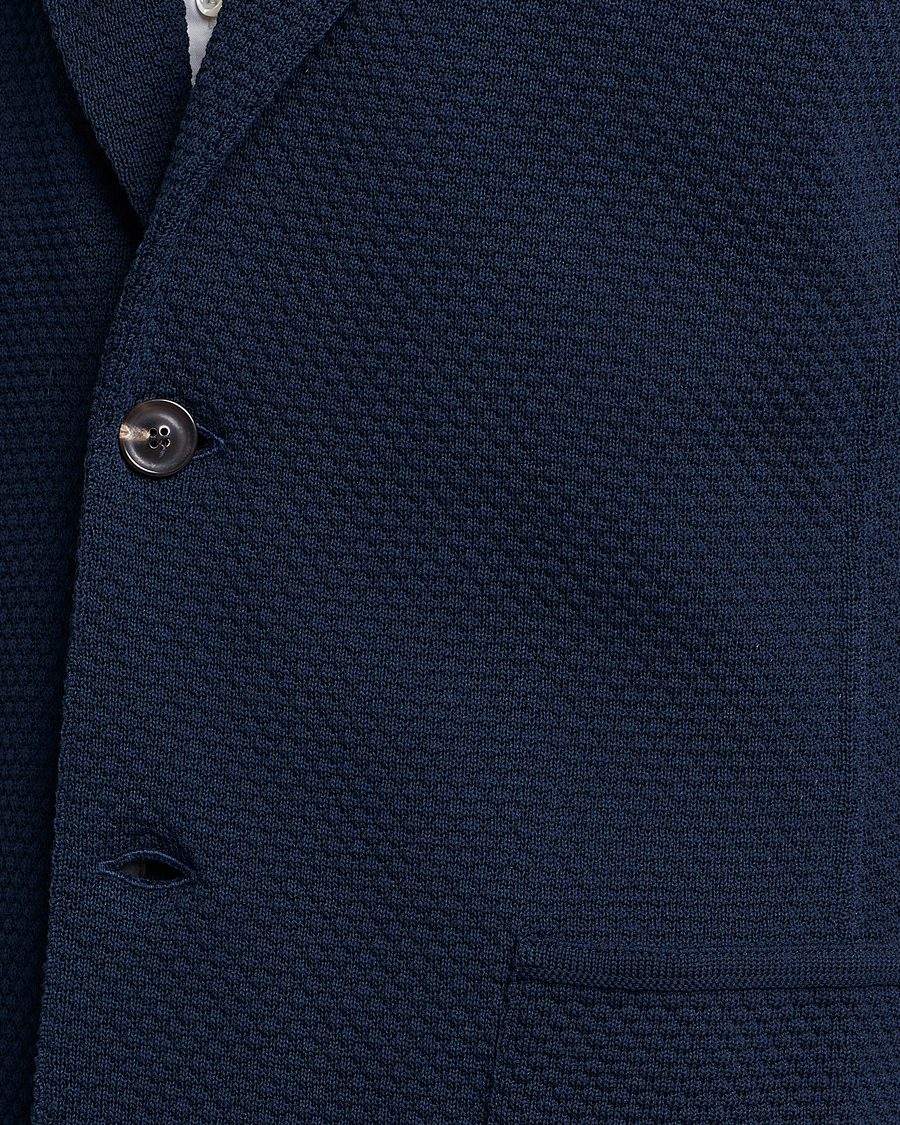 Herr | Kavajer | Lardini | Knitted Structure Cotton Blazer Navy