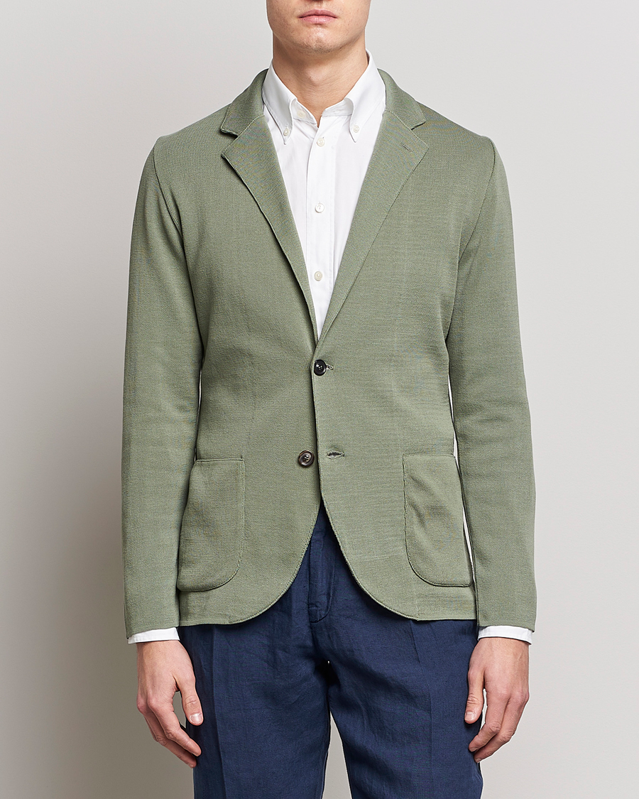 Herr | Udda kavaj | Lardini | Knitted Cotton Blazer Soft Green