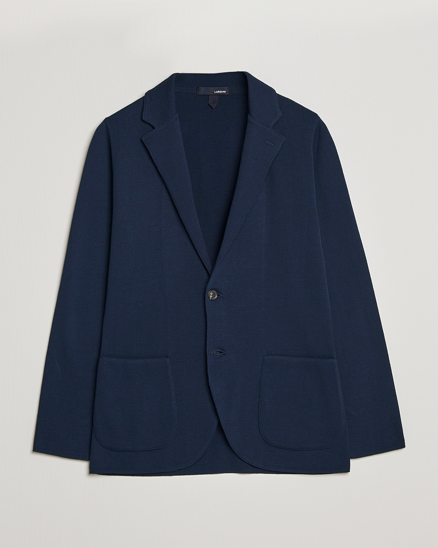 Herr | Kavajer | Lardini | Knitted Cotton Blazer Navy