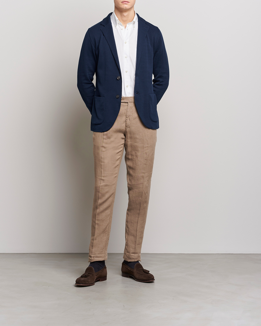 Herr | Kavajer | Lardini | Knitted Cotton Blazer Navy
