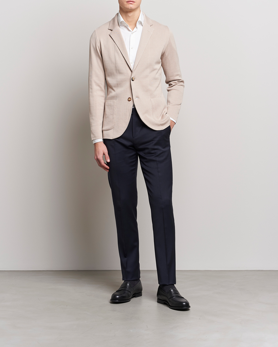 Herr | Kavajer | Lardini | Knitted Cotton Blazer Beige