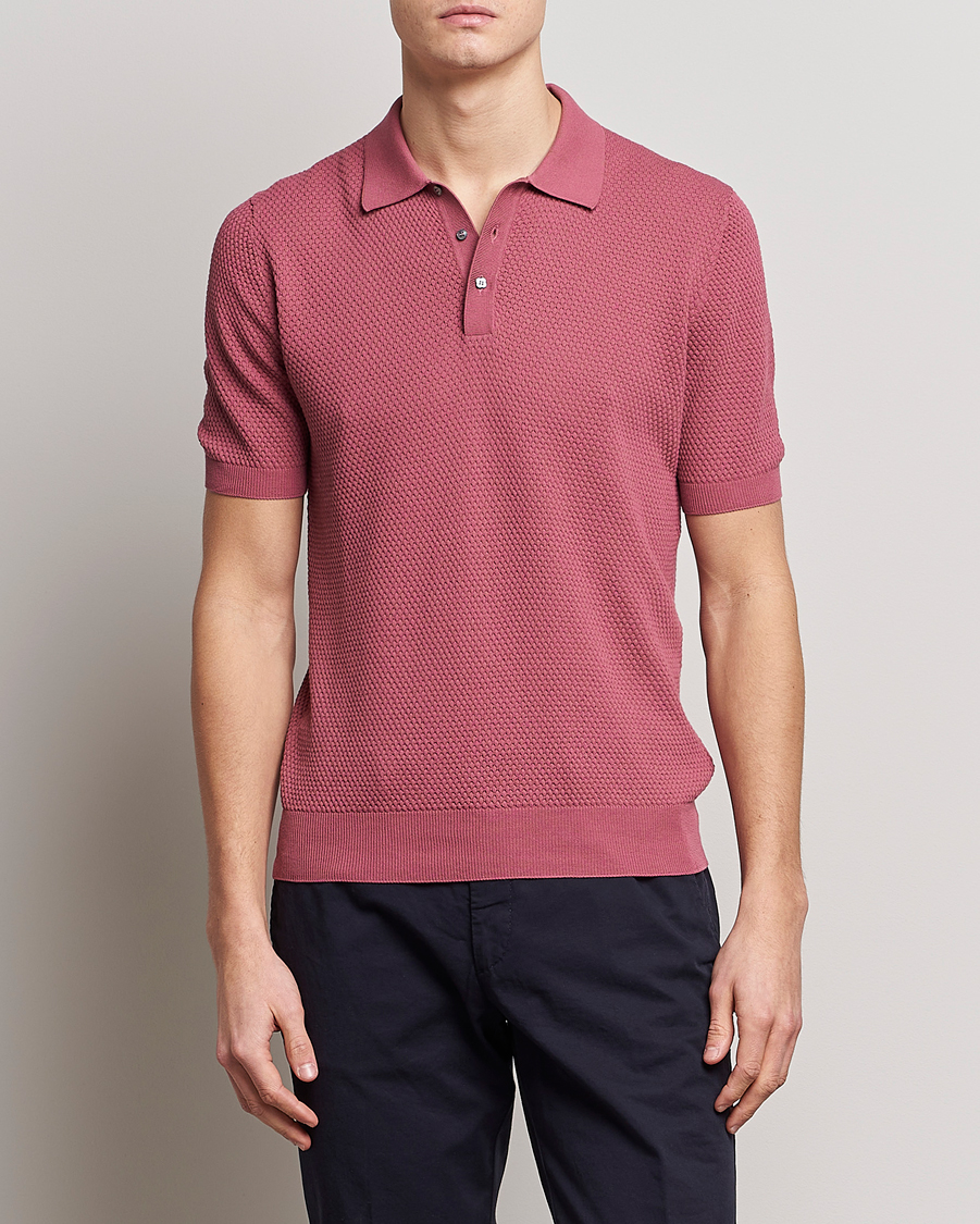 Herr | Pikéer | Lardini | Short Sleeve Knitted Structure Cotton Polo Soft Pink