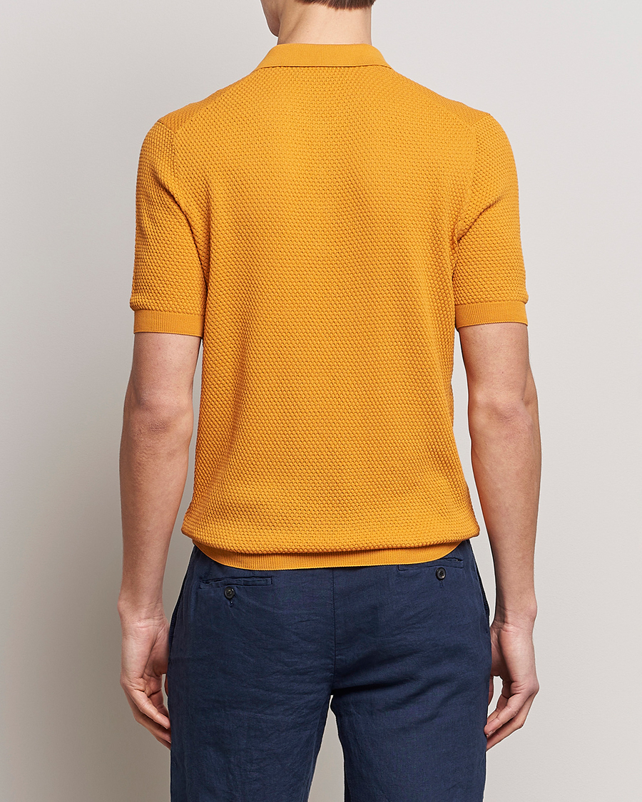 Herr | Pikéer | Lardini | Short Sleeve Knitted Structure Cotton Polo Orange