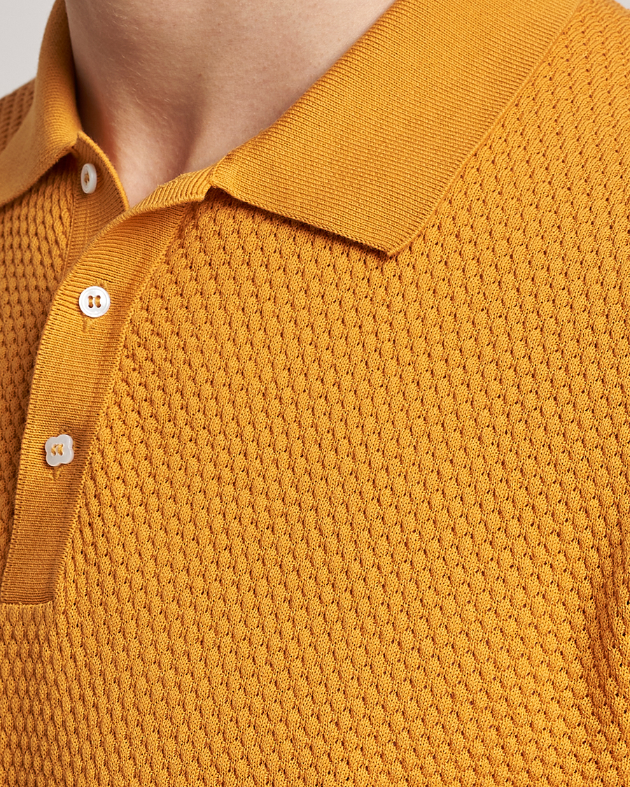 Herr | Pikéer | Lardini | Short Sleeve Knitted Structure Cotton Polo Orange