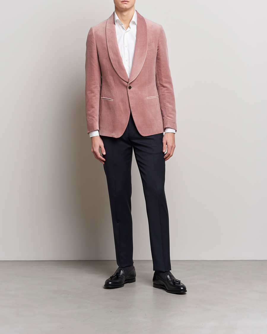 Herr | Kavajer | Lardini | Summer Velvet Dinner Jacket Soft Pink